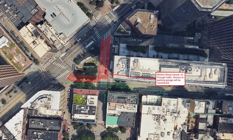 An aerial view of the construction work. 